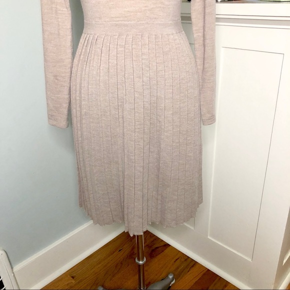 Tibi Cream Merino Wool Pleated Luxury Sweater Dress Long Sleeve Small - Picture 5 of 8